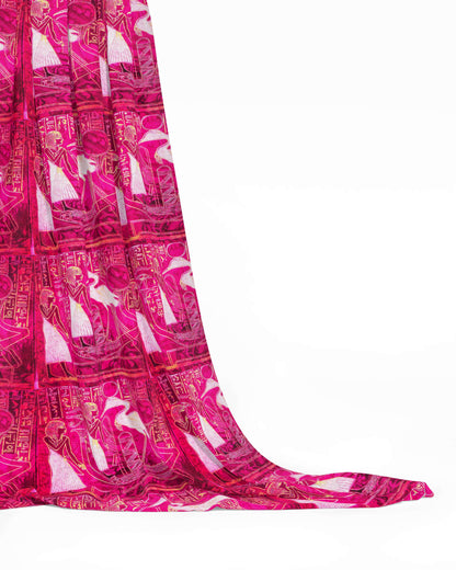 The Ra-Solar-Barque image in graded pink and gold fabric,