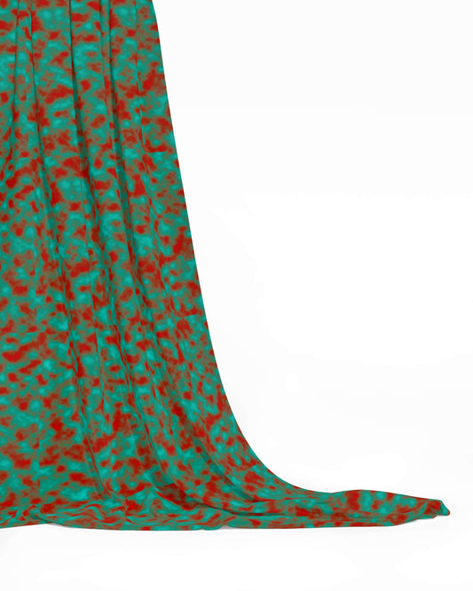 A Cloudy pattern fabric in green and red.