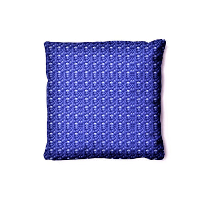 The back of the pillows is in an electric blue.