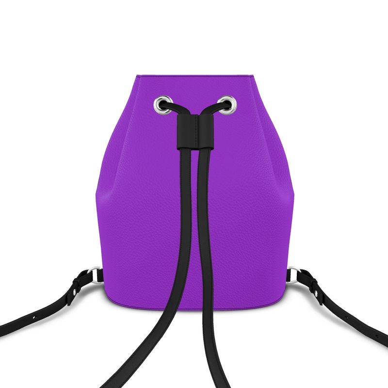 The back of the bucket backpack.